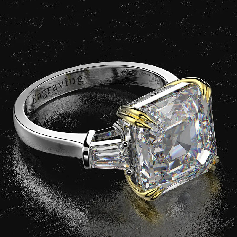 Asscher Cut Moissanite Created Engagement Ring - Vogue J'adore