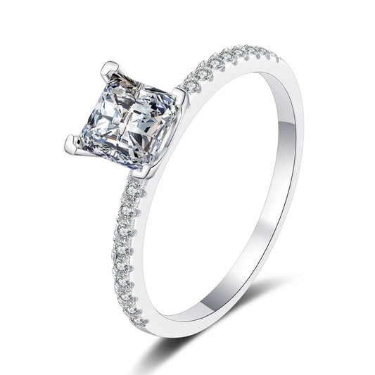 Princess Cut 2CT Real Moissanite D Color Diamonds Engagement Ring - Vogue J'adore