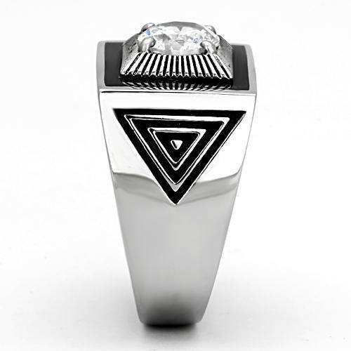 Pyramid Power - Men's Stainless Steel Cubic Zirconia Rings - Vogue J'adore