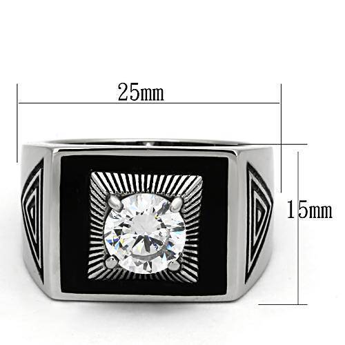 Pyramid Power - Men's Stainless Steel Cubic Zirconia Rings - Vogue J'adore