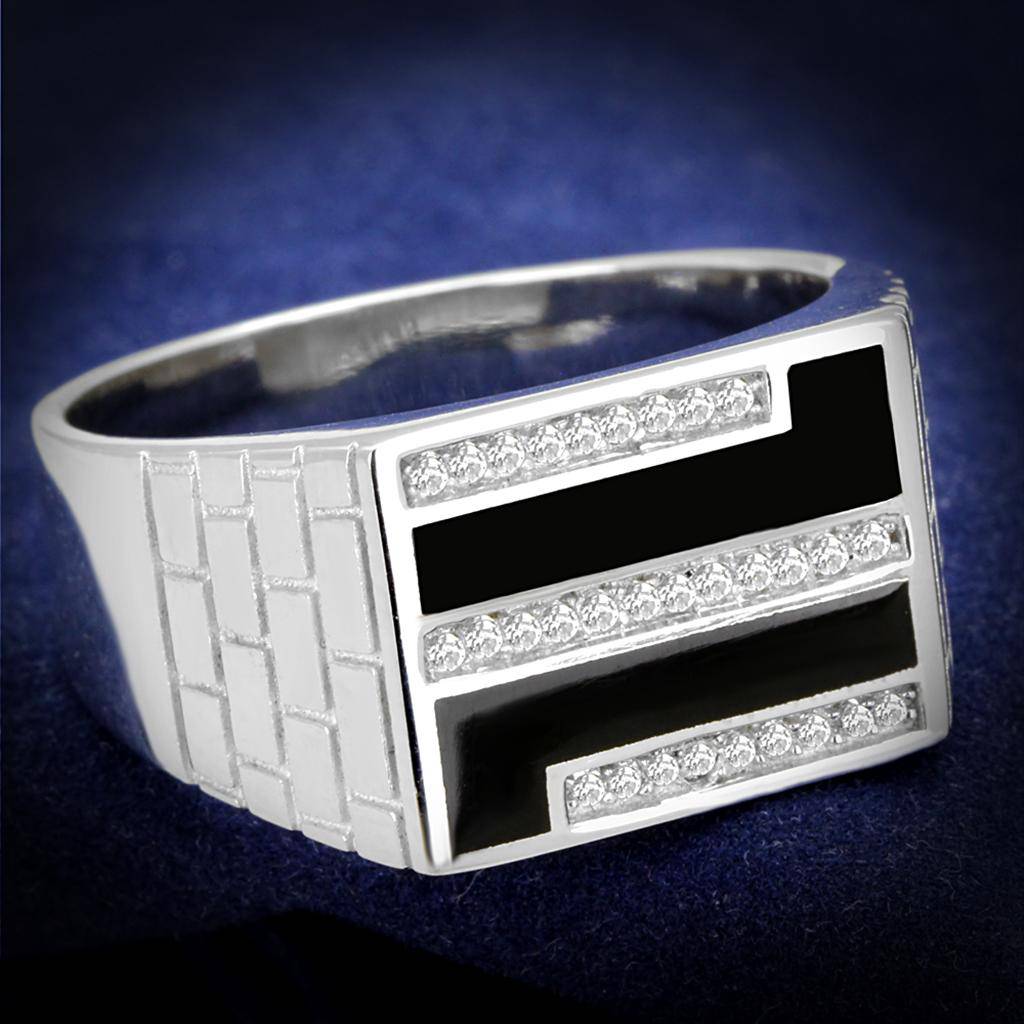 Rhodium 925 Sterling Silver Men's Ring with AAA - Landon - Vogue J'adore