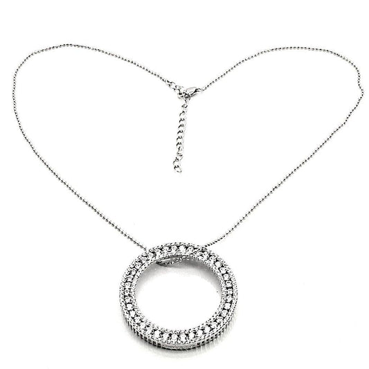 Rhodium 925 Sterling Silver Chain Pendant with AAA Grade CZ - Vogue J'adore