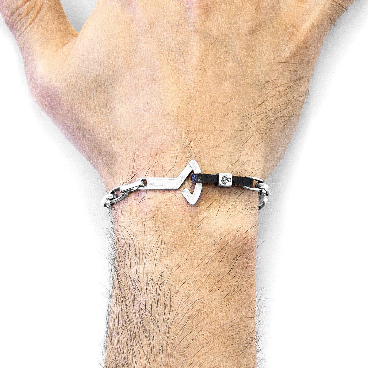 Dark Brown Frigate Bracelet by Anchor & Crew - Silver and Leather - Vogue J'adore
