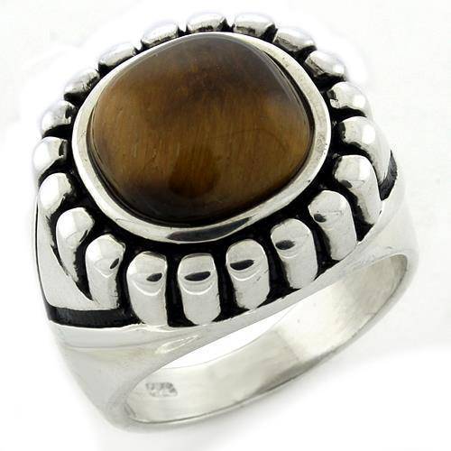 925 Sterling Silver Men's Ring - High-Polished  with Synthetic Tiger - Rohan Tiger - Vogue J'adore