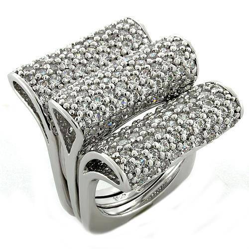 Rhodium-Plated Sterling Silve with AAA Grade CZ - Tri-Fold Brilliance - Vogue J'adore