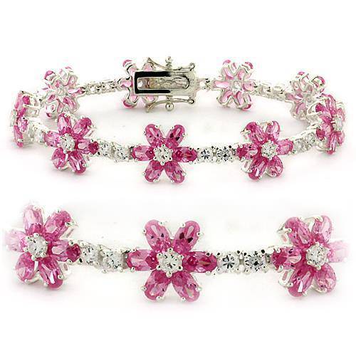 Ladies 925 Sterling Silver Bracelet with AAA Grade CZ - Floral Elegance - Vogue J'adore