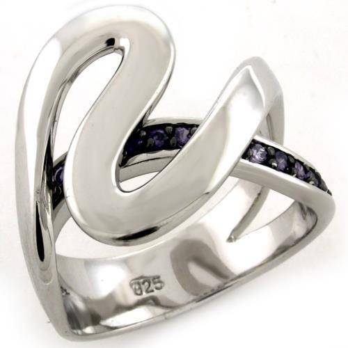 Wave Charm Rhodium 925 Sterling Silver Ring with AAA - Vogue J'adore