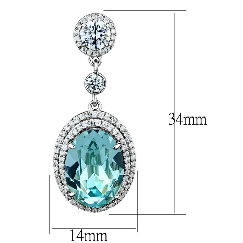Blue Ocean Rhodium 925 Sterling Silver Earrings with Top Grade Crystal - Vogue J'adore