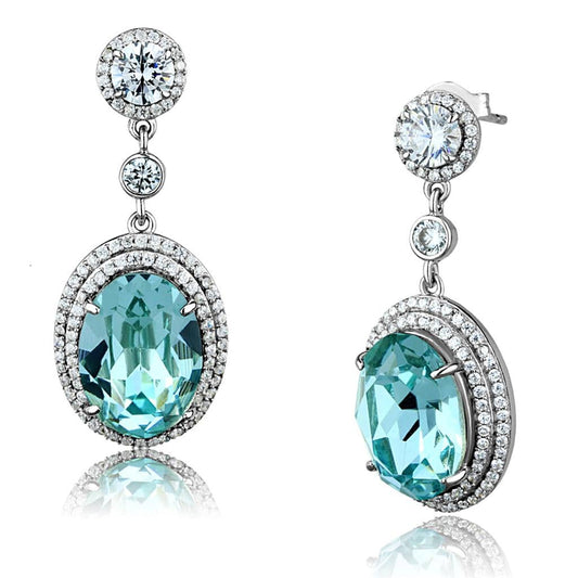 Blue Ocean Rhodium 925 Sterling Silver Earrings with Top Grade Crystal - Vogue J'adore