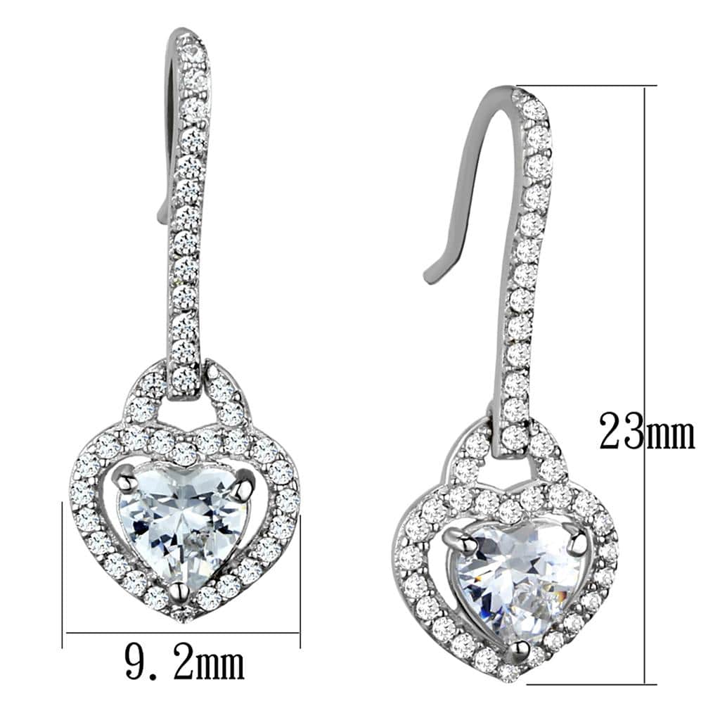 My Heart Rhodium 925 Sterling Silver Earrings with AAA Grade CZ - Vogue J'adore