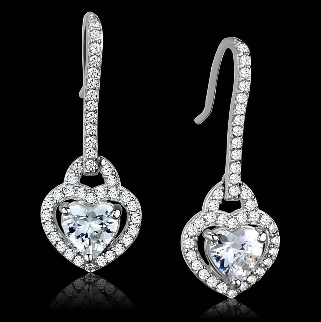 My Heart Rhodium 925 Sterling Silver Earrings with AAA Grade CZ - Vogue J'adore