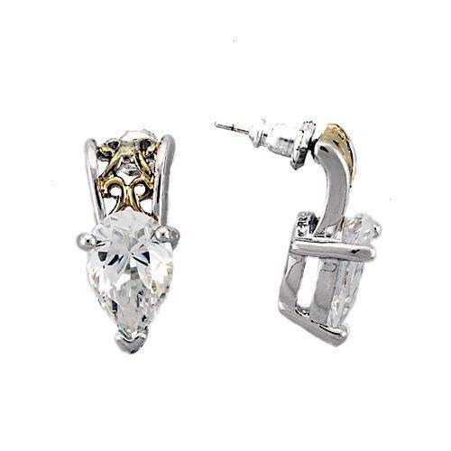 Reverse Two-Tone 925 Sterling Silver Earrings with AAA Grade - Diana Elegance - Vogue J'adore