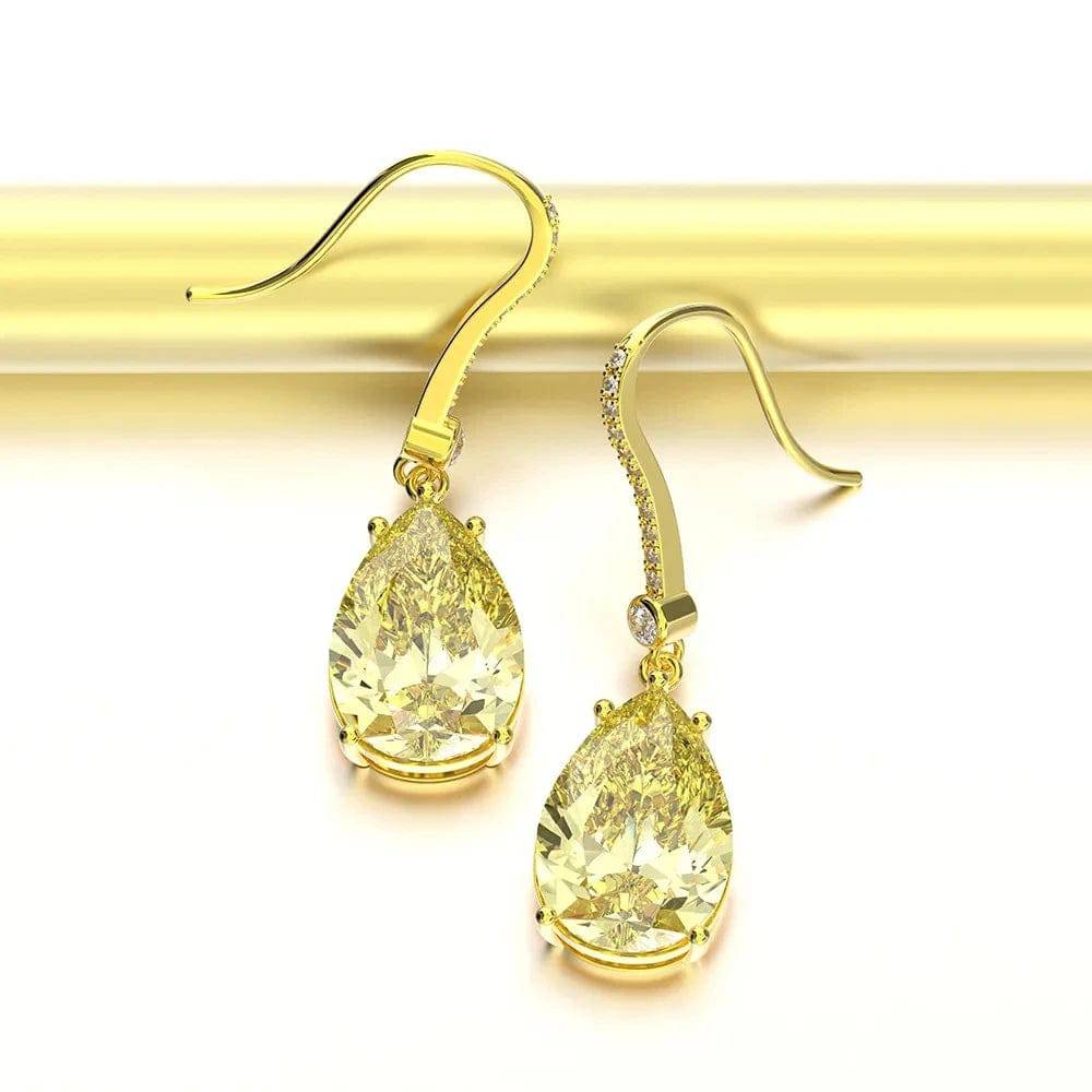 925 Sterling Silver Vivid Yellow Cubic Zirconia - Drop Earrings - Luxury - Vogue J'adore
