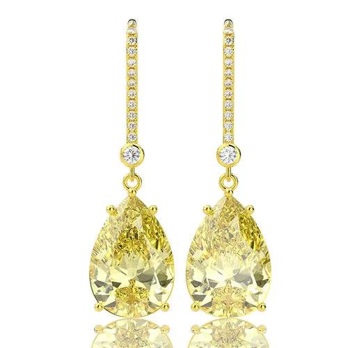 925 Sterling Silver Vivid Yellow Cubic Zirconia - Drop Earrings - Luxury - Vogue J'adore