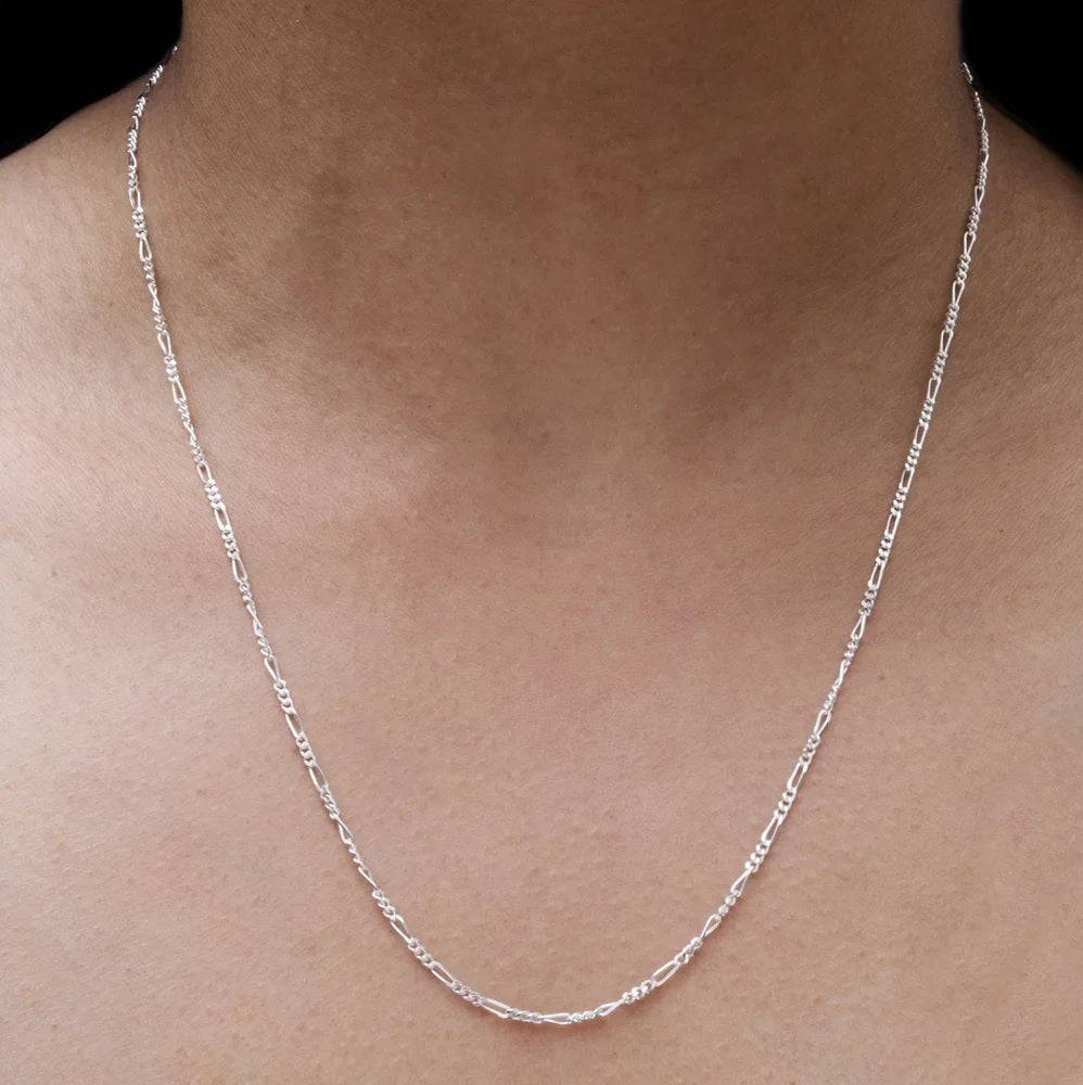 Enrique 925 Sterling Silver 2MM Figaro Chain Necklace - Vogue J'adore