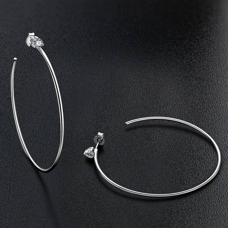 0.3CT Moissanite Large Hoop Earrings in S925 Sterling Silver - Olivia - Vogue J'adore