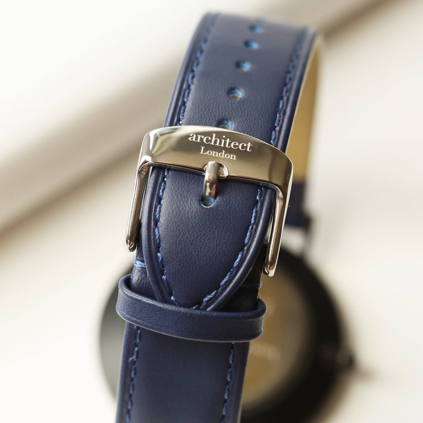 Men's Architect London Zephyr Watch - Gunmetal & Admiral Blue Leather - Engraving - Vogue J'adore