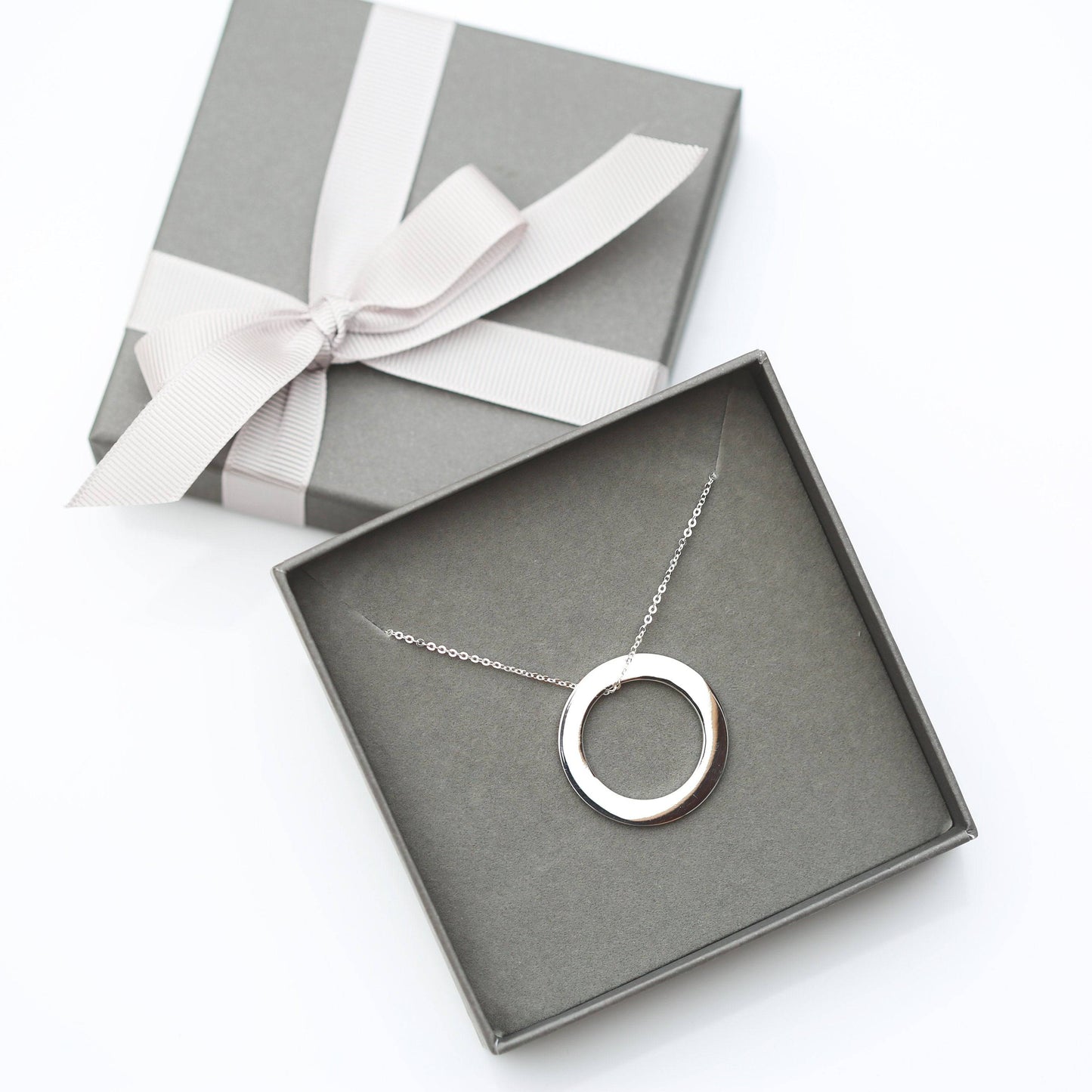 Sterling Silver Halo Necklace - Diana - Engraving Option - Vogue J'adore