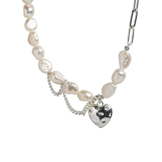 925 Silver Pearl Love Heart Necklace - Vogue J'adore