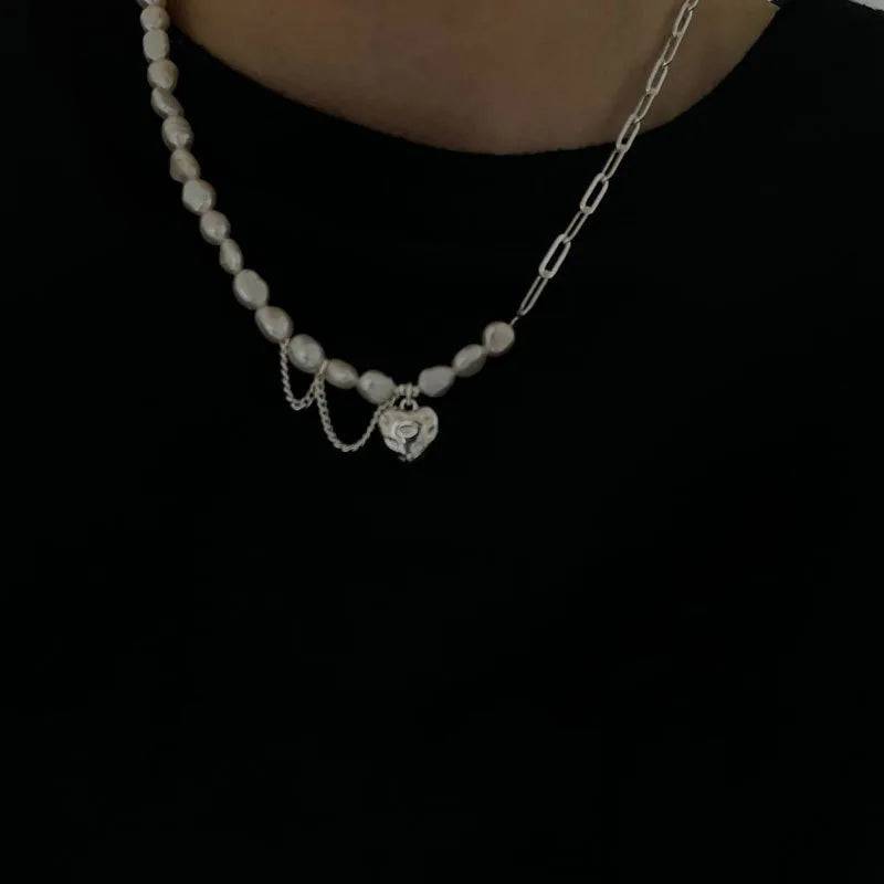 925 Silver Pearl Love Heart Necklace - Vogue J'adore