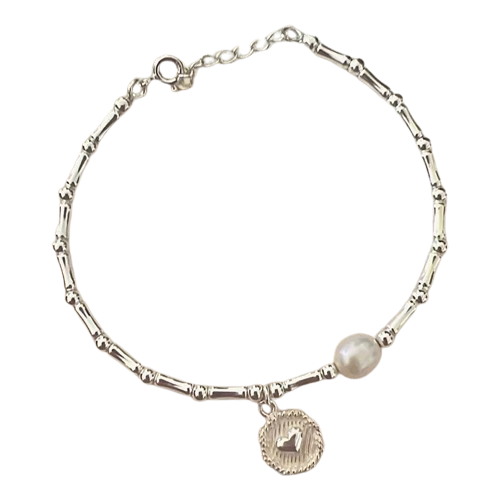 925 Sterling Silver Pearls Bamboo Knots Bracelet - Vogue J'adore